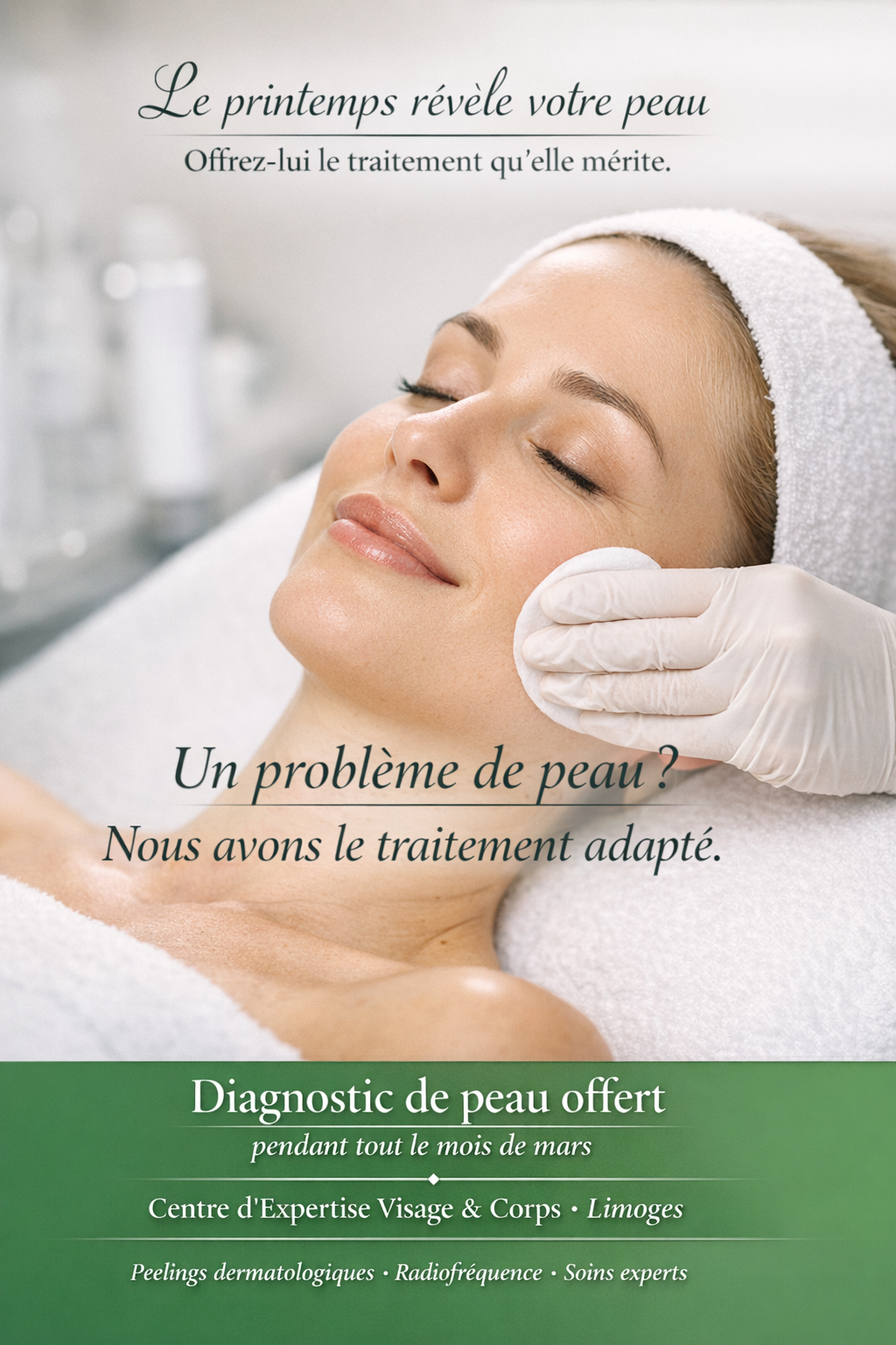 Nettoyage dermatologique profond de la peau – soin du printemps pour retrouver une peau nette, lumineuse et sans imperfection à Limoges